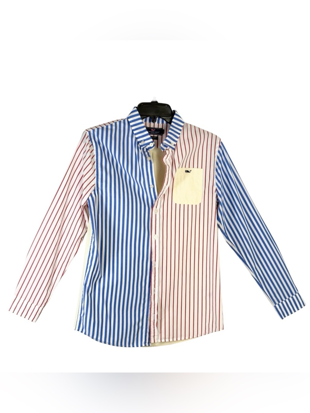 Vineyard Vines Boys “Whale” Striped Button Down Color Block Shirt Sz L